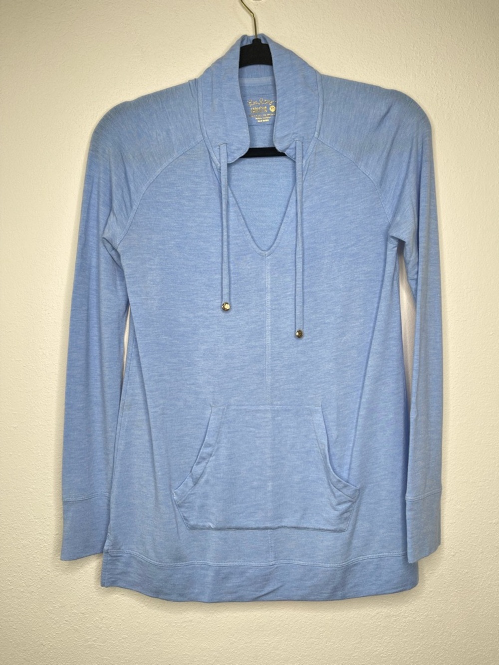Lilly Pulitzer Sweatshirt Womens XS Blue Luxletic Cassi Popover Pockets Beach